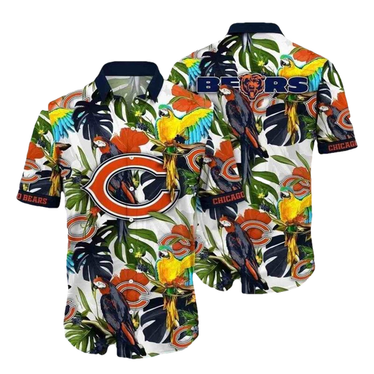 Chicago Bears Parrot Paradise Hawaiian Shirt - Moonbestprint