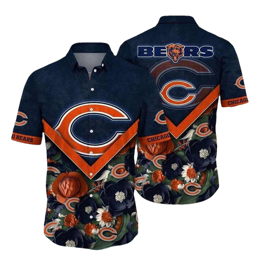 Chicago Bears Orange Blossom Playbook Hawaiian Shirt - Moonbestprint