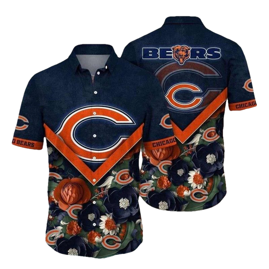Chicago Bears Orange Blossom Playbook Hawaiian Shirt - Moonbestprint