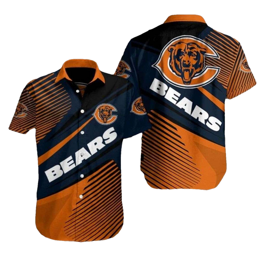 Chicago Bears Night Stripes Bold Hawaiian Shirt - Moonbestprint