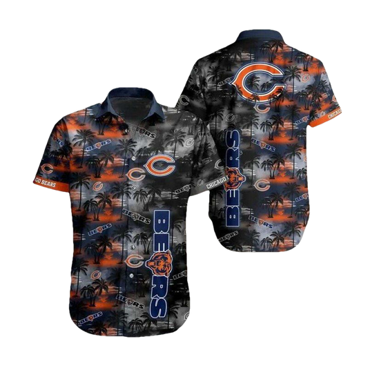 Chicago Bears Logo And Tropical Hawaiian Shirt - Moonbestprint