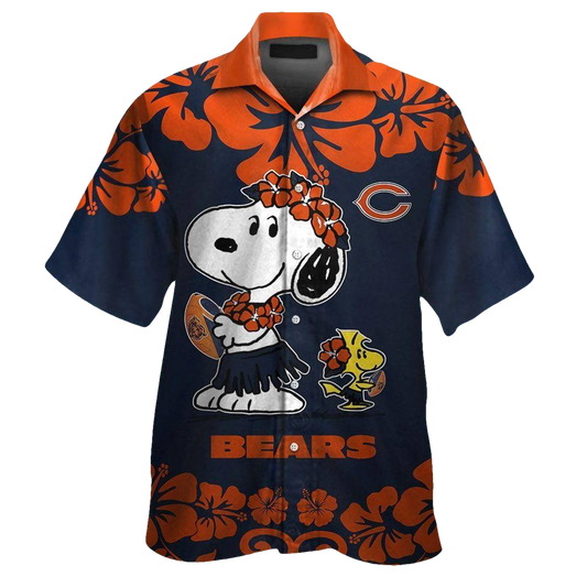 Chicago Bears Logo And Snoopy Hawaiian Shirt - Moonbestprint