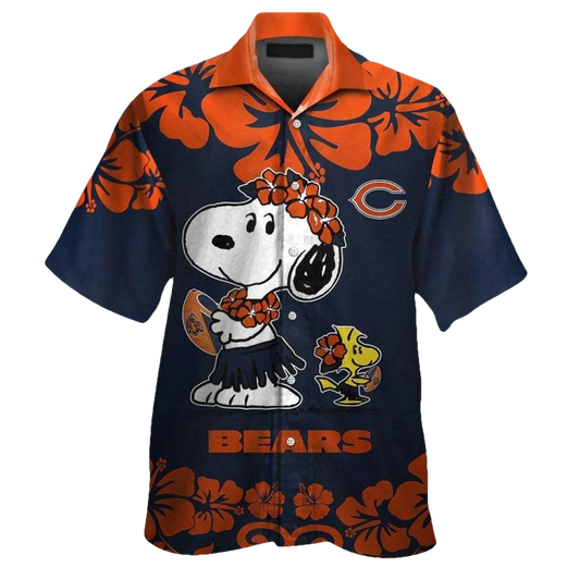 Chicago Bears Logo And Snoopy Hawaiian Shirt - Moonbestprint