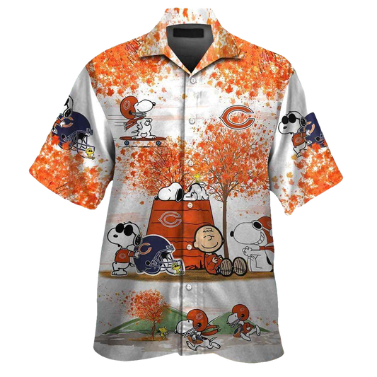 Chicago Bears Logo And Snoopy Characters Hawaiian Shirt - Moonbestprint