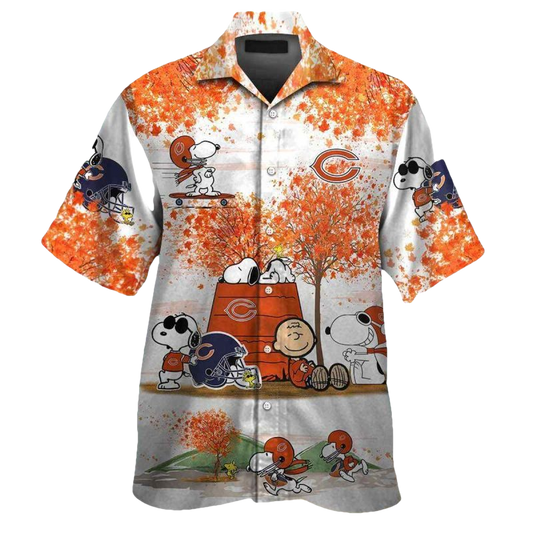 Chicago Bears Logo And Snoopy Characters Hawaiian Shirt - Moonbestprint
