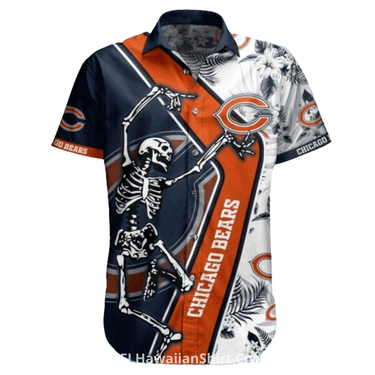 Chicago Bears Logo And Skeleton Hawaiian Shirt - Moonbestprint