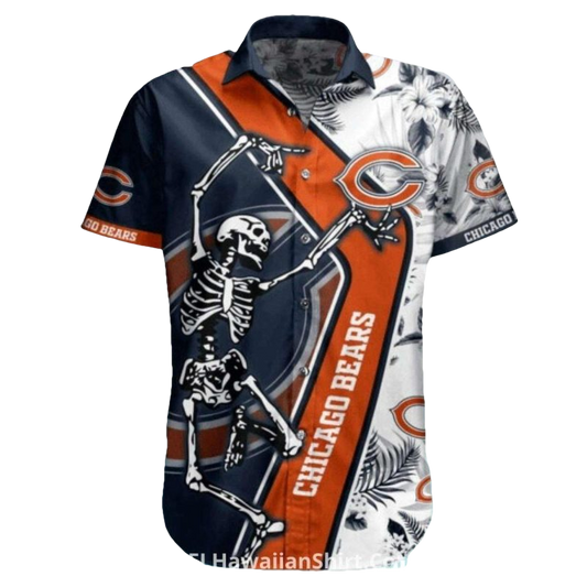Chicago Bears Logo And Skeleton Hawaiian Shirt - Moonbestprint