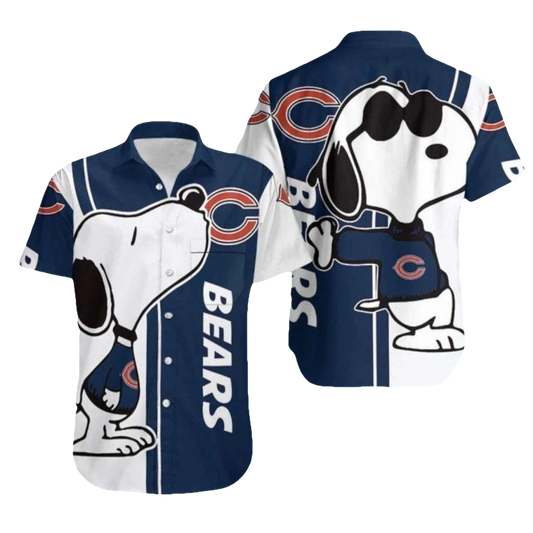 Chicago Bears Cool Snoopy Kiss Logo Hawaiian Shirt - Moonbestprint