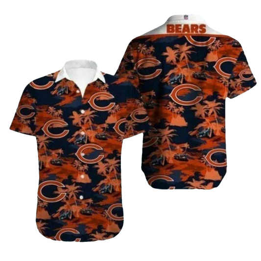 Camo and Palm Tree Chicago Bears Hawaiian Shirt For Gameday - Moonbestprint
