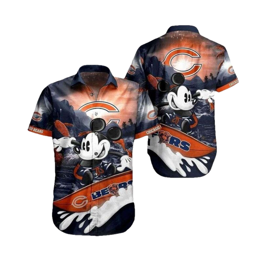 Catch A Wave With Mickey Chicago Bears Hawaiian Shirt - Moonbestprint