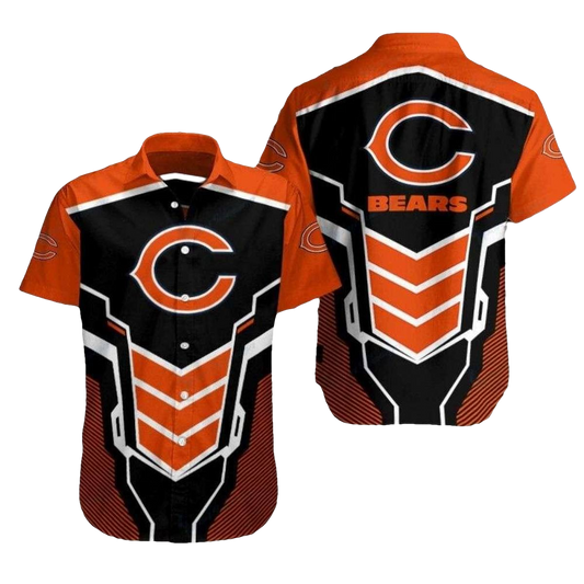 Bold Orange Gridiron Spirit Chicago Bears Hawaiian Shirt For Men - Moonbestprint