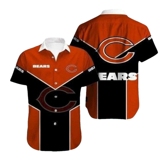Bold Color Block Chicago Bears Hawaiian Shirt For Game Day - Moonbestprint