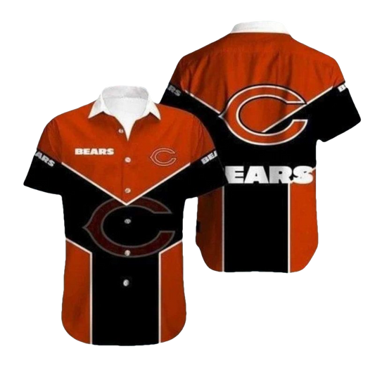 Bold Color Block Chicago Bears Hawaiian Shirt For Game Day - Moonbestprint