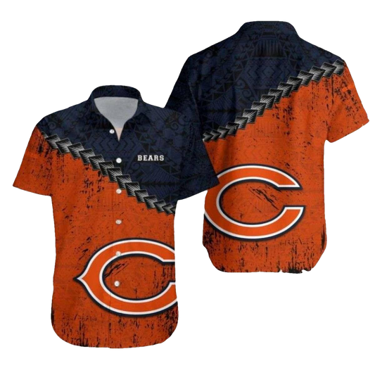 Aloha Spirit Chicago Bears Orange Wave Hawaiian Shirt - Moonbestprint