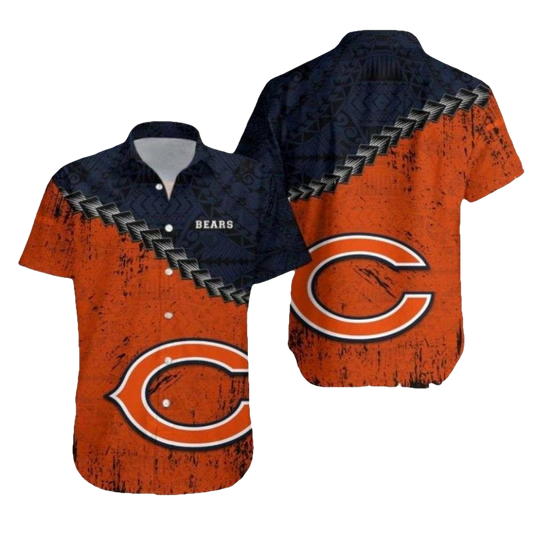 Aloha Spirit Chicago Bears Orange Wave Hawaiian Shirt - Moonbestprint