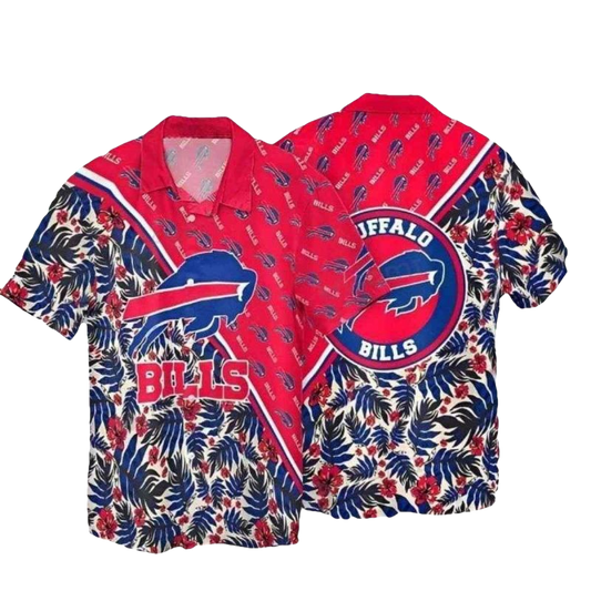 Tropical Flower Pattern Nfl Buffalo Bills Hawaiian Shirt - Moonbestprint