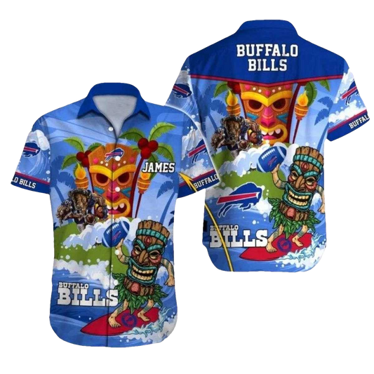 Personalized Buffalo Bills Urfing Tiki Mascot Hawaiian Shirt - Moonbestprint