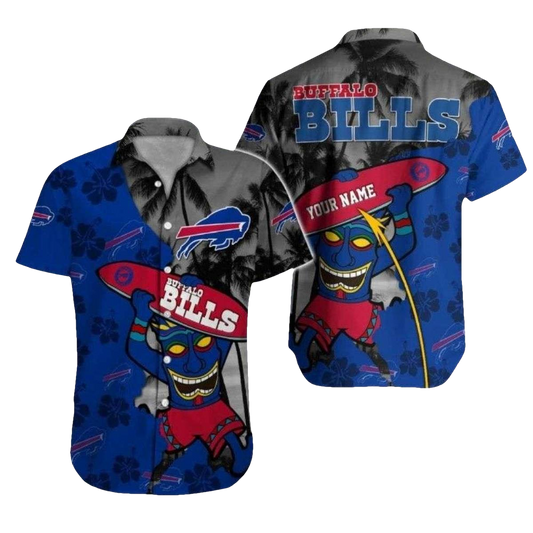 Personalized Buffalo Bills Tiki Totem Surfing Hawaiian Shirt - Moonbestprint