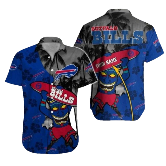 Personalized Buffalo Bills Tiki Totem Surfing Hawaiian Shirt - Moonbestprint