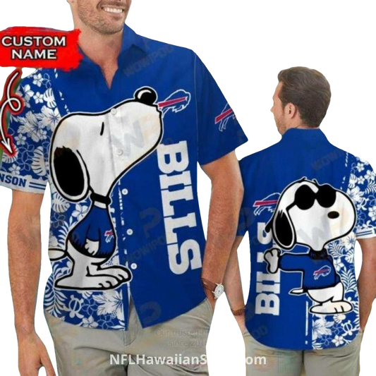 Personalized Buffalo Bills Snoopy And Floral Hawaiian Shirt - Moonbestprint