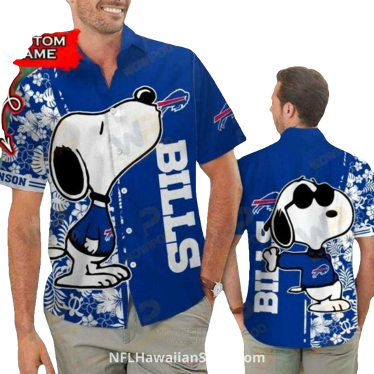 Personalized Buffalo Bills Snoopy And Floral Hawaiian Shirt - Moonbestprint