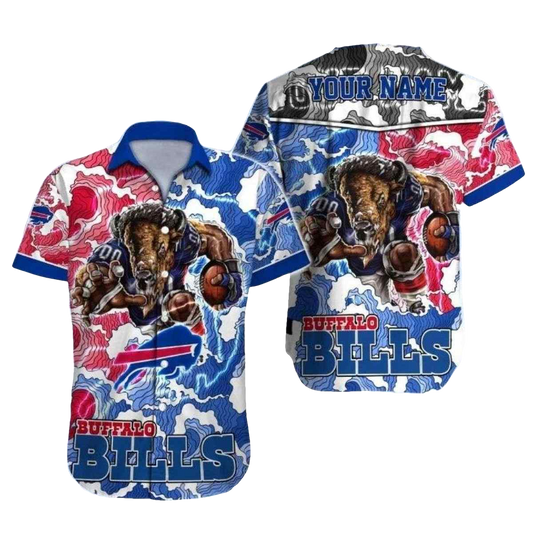 Personalized Buffalo Bills Mascot Waves Graphic Hawaiian Shirt - Moonbestprint