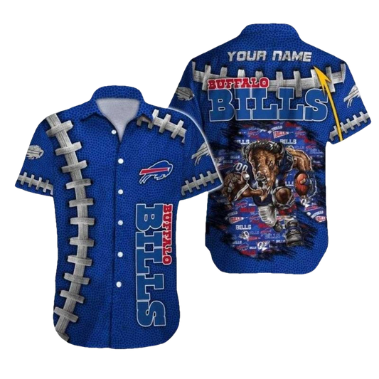 Personalized Buffalo Bills Mascot Ball Blue Game Day Hawaiian Shirt - Moonbestprint