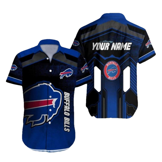 Personalized Buffalo Bills Logo In My Heart Blue Pattern Hawaiian Shirt - Moonbestprint