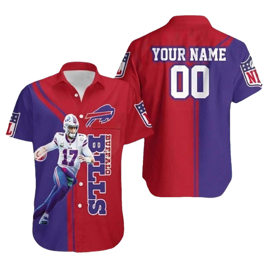 Personalized Buffalo Bills Josh Allen Red And Blue Hawaiian Shirt - Moonbestprint