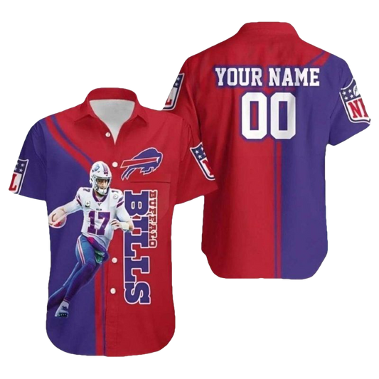 Personalized Buffalo Bills Josh Allen Red And Blue Hawaiian Shirt - Moonbestprint