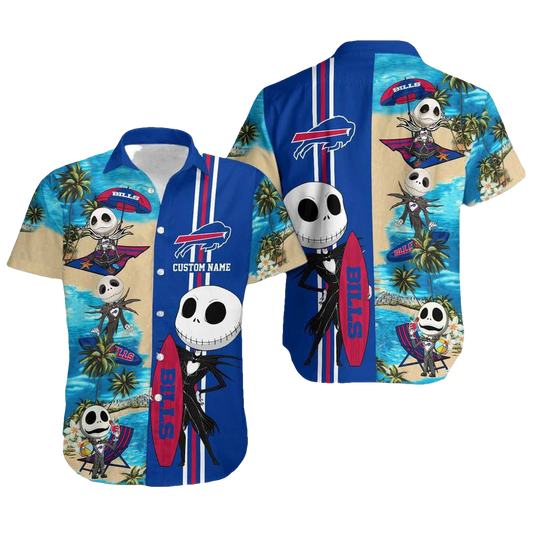 Personalized Buffalo Bills Jack Skellington Surfing Hawaiian Shirt - Moonbestprint