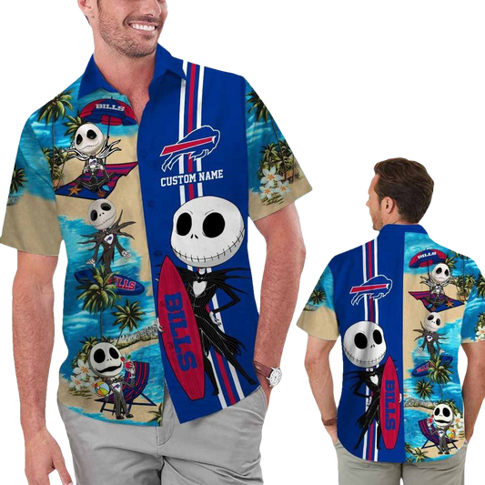 Personalized Buffalo Bills Jack Skellington Surfing Hawaiian Shirt - Moonbestprint