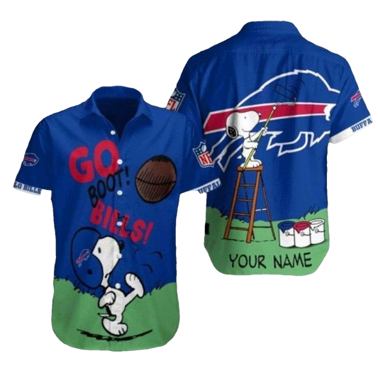 Personalized Buffalo Bills Go Bills Funny Snoopy Hawaiian Shirt - Moonbestprint