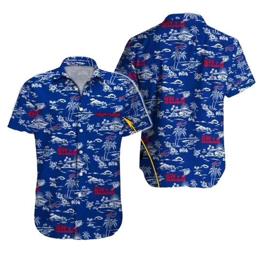 Personalized Buffalo Bills Floral Touchdown Blue Hawaiian Shirt - Moonbestprint