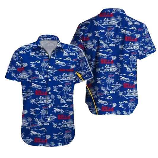 Personalized Buffalo Bills Floral Touchdown Blue Hawaiian Shirt - Moonbestprint