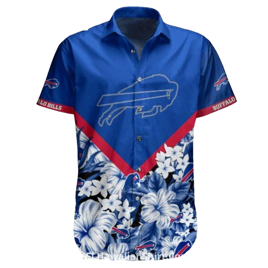 Personalized Buffalo Bills Floral Hibiscus And Bold Chevron Hawaiian Shirt - Moonbestprint