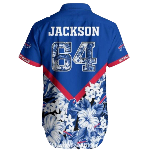 Personalized Buffalo Bills Floral Hibiscus And Bold Chevron Hawaiian Shirt - Moonbestprint