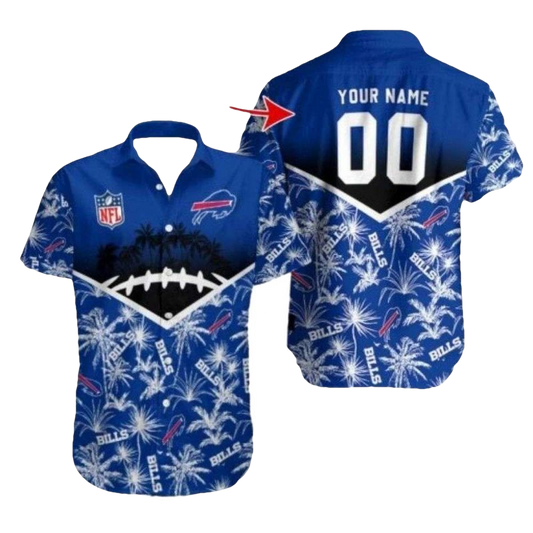 Personalized Buffalo Bills Blue Palm Fronds Hawaiian Shirt - Moonbestprint