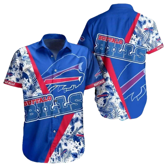 Buffalo Bills White And Blue Floral Tropical Style Hawaiian Shirt - Moonbestprint