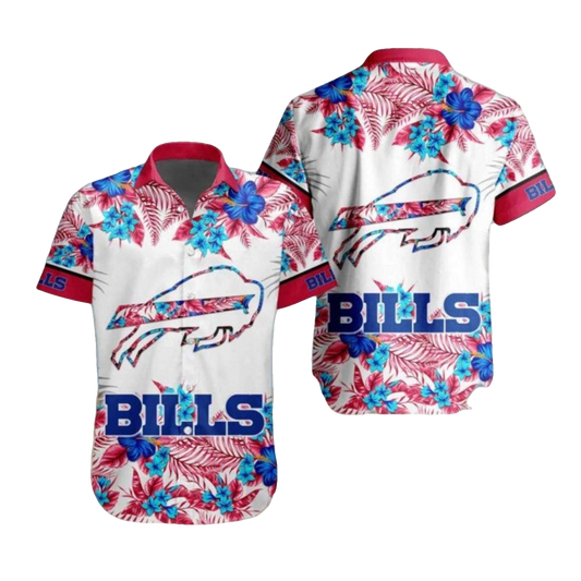 Buffalo Bills White Floral And Red Accents Hawaiian Shirt - Moonbestprint