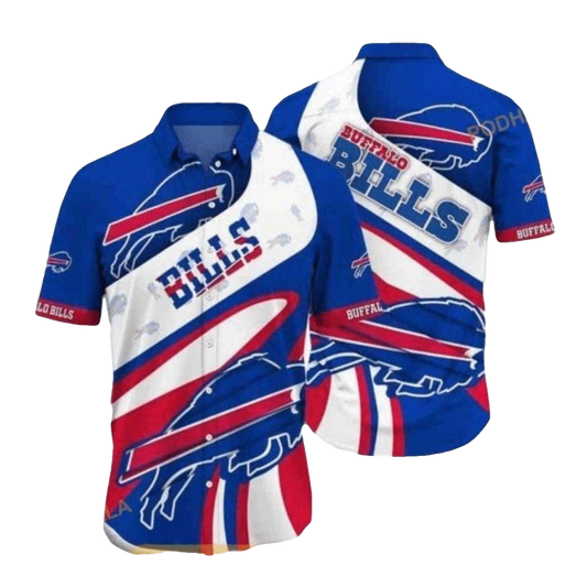 Buffalo Bills White And Blue Abstract Stripes Hawaiian Shirt - Moonbestprint