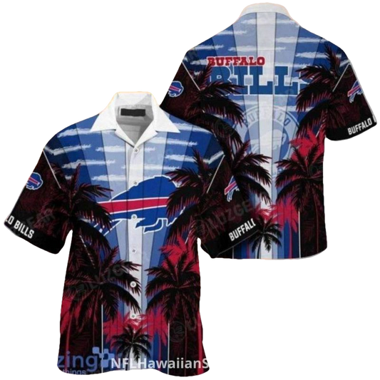 Buffalo Bills Tropical Sunset Palm Tree Hawaiian Shirt - Moonbestprint