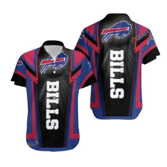 Buffalo Bills Vertical Black And Red Graphics Hawaiian Shirt - Moonbestprint