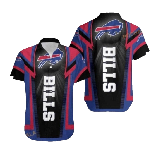 Buffalo Bills Vertical Black And Red Graphics Hawaiian Shirt - Moonbestprint