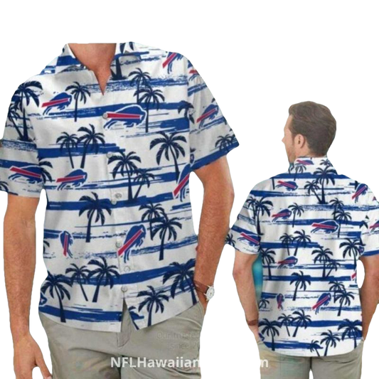 Buffalo Bills Tropical Palm Tree And Logo Hawaiian Shirt - Moonbestprint