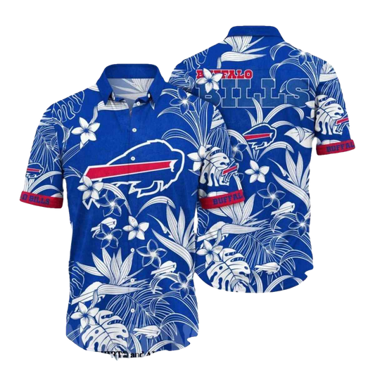 Buffalo Bills Tropical Hibiscus Blue Pattern Hawaiian Shirt - Moonbestprint