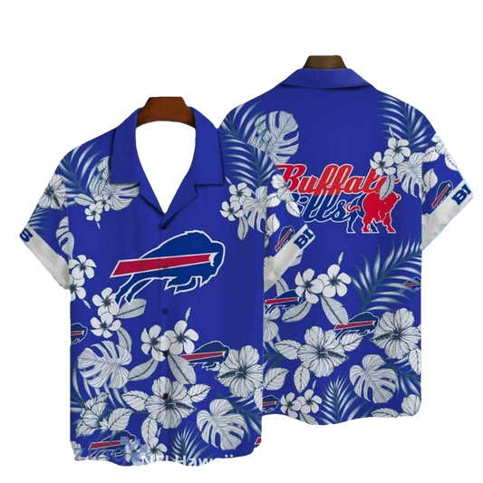 Buffalo Bills Tropical Floral Blue Hawaiian Shirt - Moonbestprint