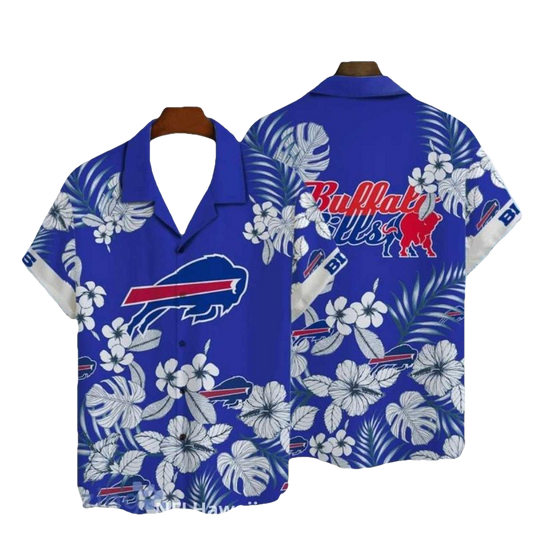 Buffalo Bills Tropical Floral Blue Hawaiian Shirt - Moonbestprint