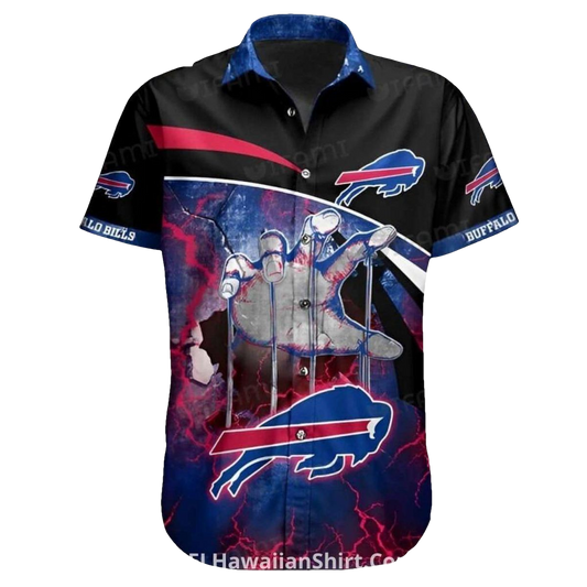Buffalo Bills Torn Hand And Electric Blue Hawaiian Shirt - Moonbestprint
