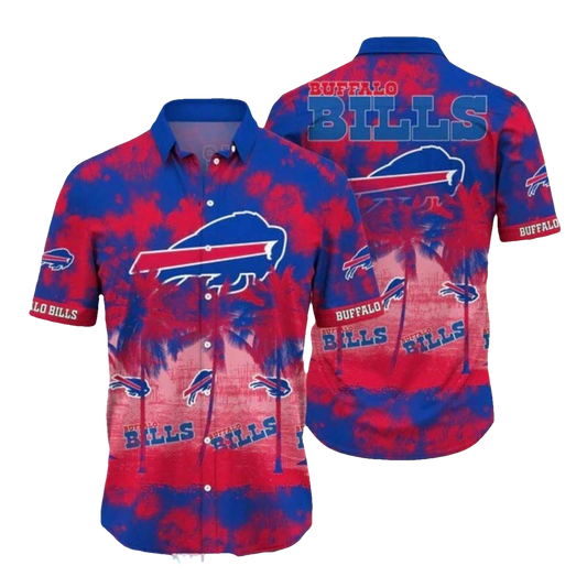 Buffalo Bills Tie Dye Red And Blue Tropical Hawaiian Shirt - Moonbestprint
